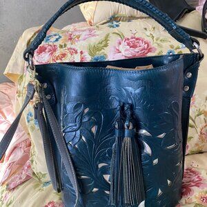 Patricia Nash Cut Out Collection Otavia Leather crossbody Bucket Bag